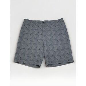 PGA Tour Men's 38 Seersucker Golf Shorts Gray Palm Trees Polyester Flex Waist